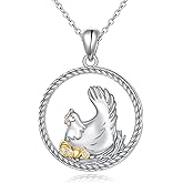 Alphm 925 Sterling Silver Chicken Capybara Raccoon Highland Cow Axolotl Necklace Cute Animal Necklace Jewelry for Women