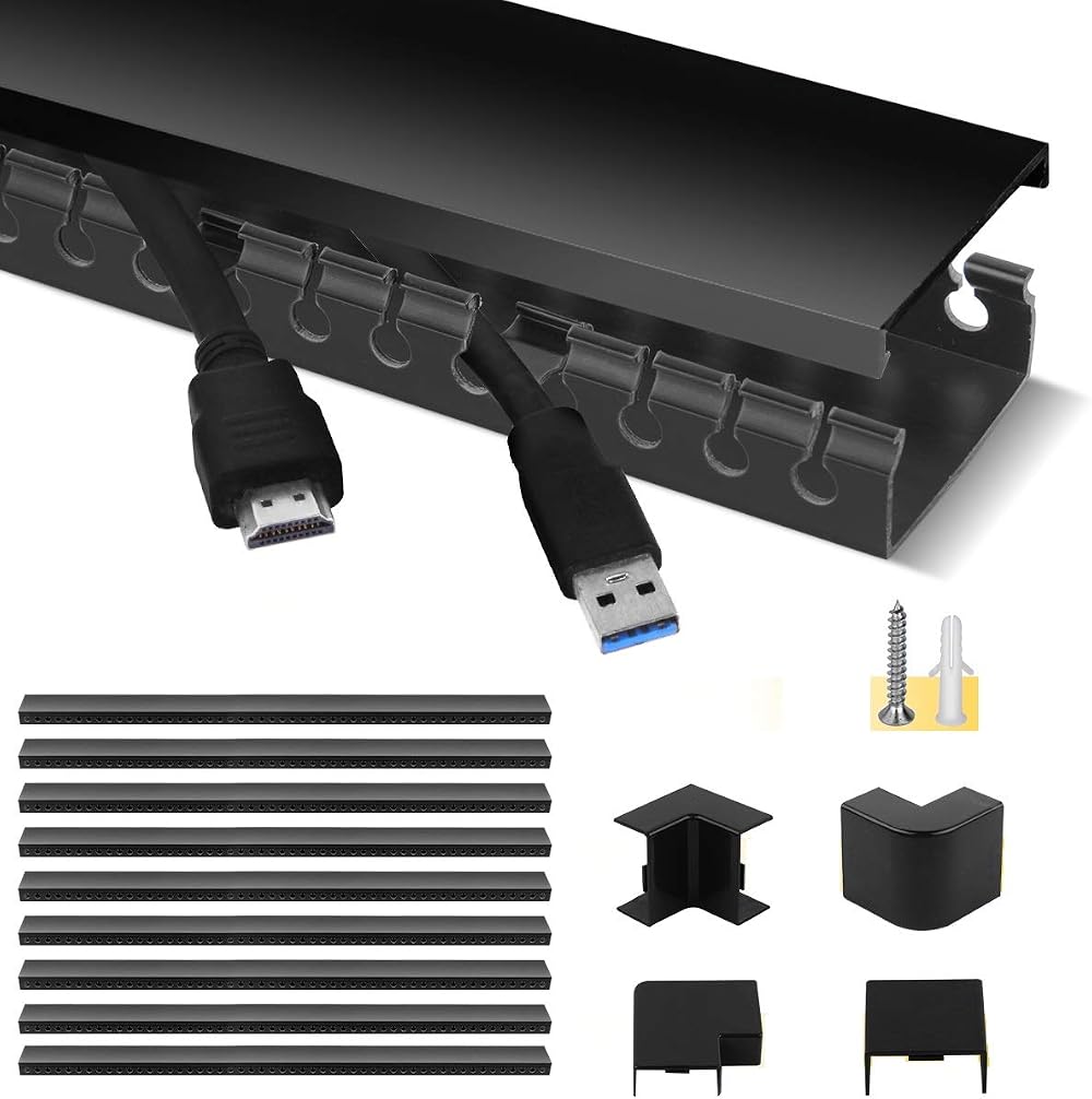 Stageek Cable Trunking Kit 9 Pieces 3.5m Open Slot Self-Adhesive Black