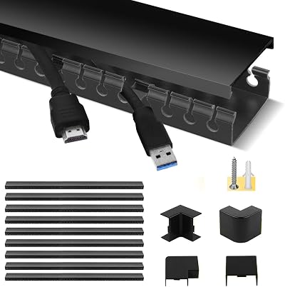 Stageek Cable Trunking Kit 9 Pieces 3.5m Open Slot Self-Adhesive Black