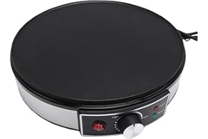 Luocute Electric Crepe Maker, 11.8 Inch Nonstick Griddle Pan with Adjustable Temperature Control and LED Indicator, for Crepe