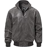 FLAVOR Men's Real Leather Bomber Casual Jacket