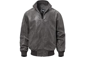 FLAVOR Men's Real Leather Bomber Casual Jacket
