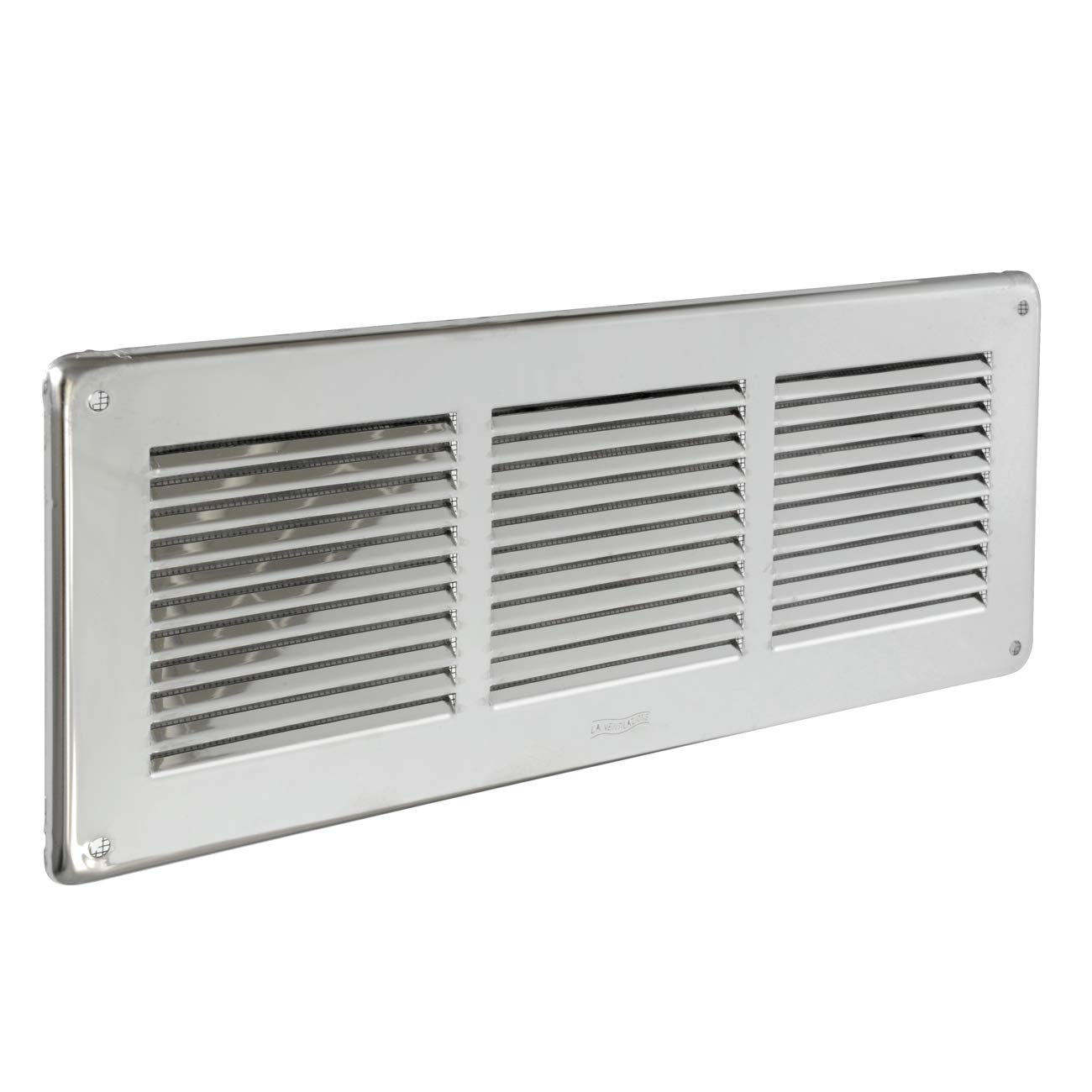 La Ventilazione GIN30R Stainless Steel Ventilation Grille 430 Rectangular Overlap with Anti-Bug Mesh, Dimensions 340 x 140 mm