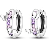 Parmuz 925 Sterling Silver Huggie Hoop Earrings Star Moon Butterfly Posts Thick Chunky Hoops for Women Small Tiny cuff Cubic Zirconia Snake Heart Earring