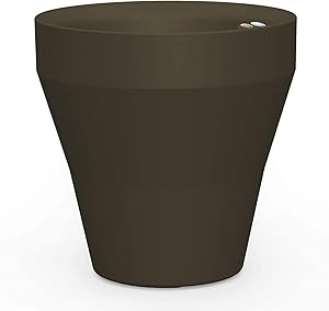 Crescent Garden Rim TruDrop Planter, Self-Watering Plant Pot, 18-Inch (Old Bronze)