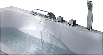 Sumerain S2053cw Triple Handle Deck Mount Waterfall Tub Faucet