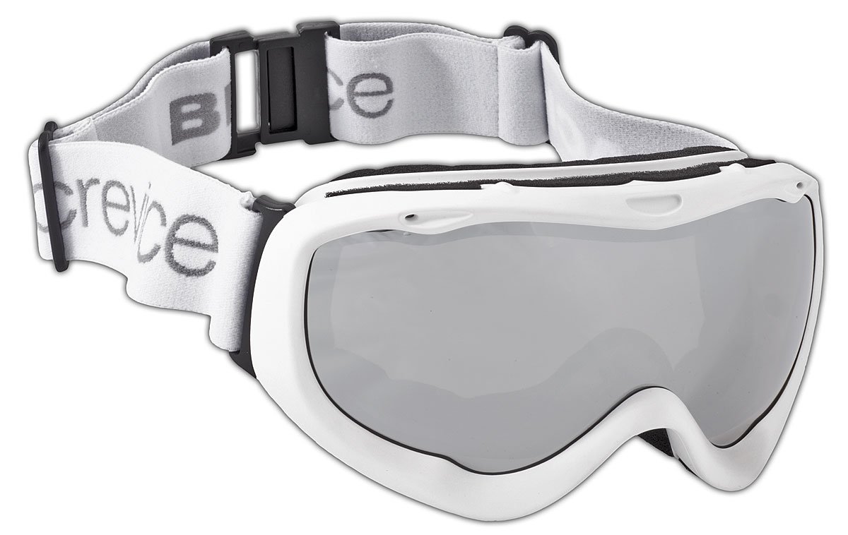 Black Crevice BCR043470-4 Adult Ski Goggles with Double Mirror Lens White/Silver