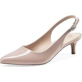GENSHUO Low Kitten Heels Women's Slingback Dressy Pumps Pointed Closed Toe Ankle Strap Elegant Wedding Pumps Formal Comfortable Shoes