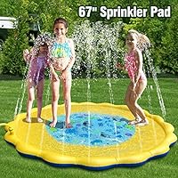 WITALENT Sprinkler Pad and Splash Play Mat 67" Kids Children Toddler Outside Water Toys Fun for 1 2 3 4 5 Year Old Boy Girl Outdoor Party Sprinkler Toy Splash Pad