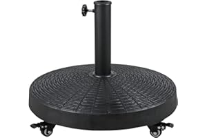 Verano Garden Patio Umbrella Base 52lbs, Heavy Duty Umbrella Stand with Wheels for Outdoor 1.5''~1.89'' Market Umbrella, Weighted Base for Patio Deck Porch Poolside, Black