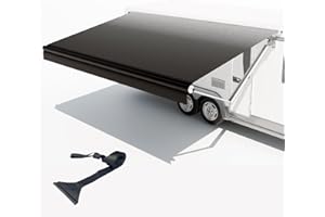 CYLAND RV Awning Fabric Replacement,Camper Trailer Motorized Awning Replacement for Motorhome,Heavy Duty Weatherproof 18.5oz Outdoor Vinyl RV Canopy 18'(Fabric 17'2") Black Fade