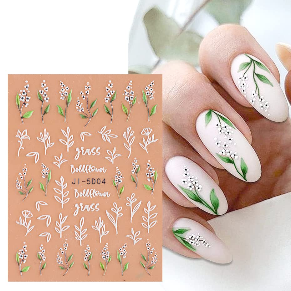 3D Embossed Flower Leaves Nail Art Stickers Decals 4 Sheets 5D Self-Adhesive Pegatinas Uñas Summer Nail Supplies Nail Art Design Decoration Accessories - Image 4