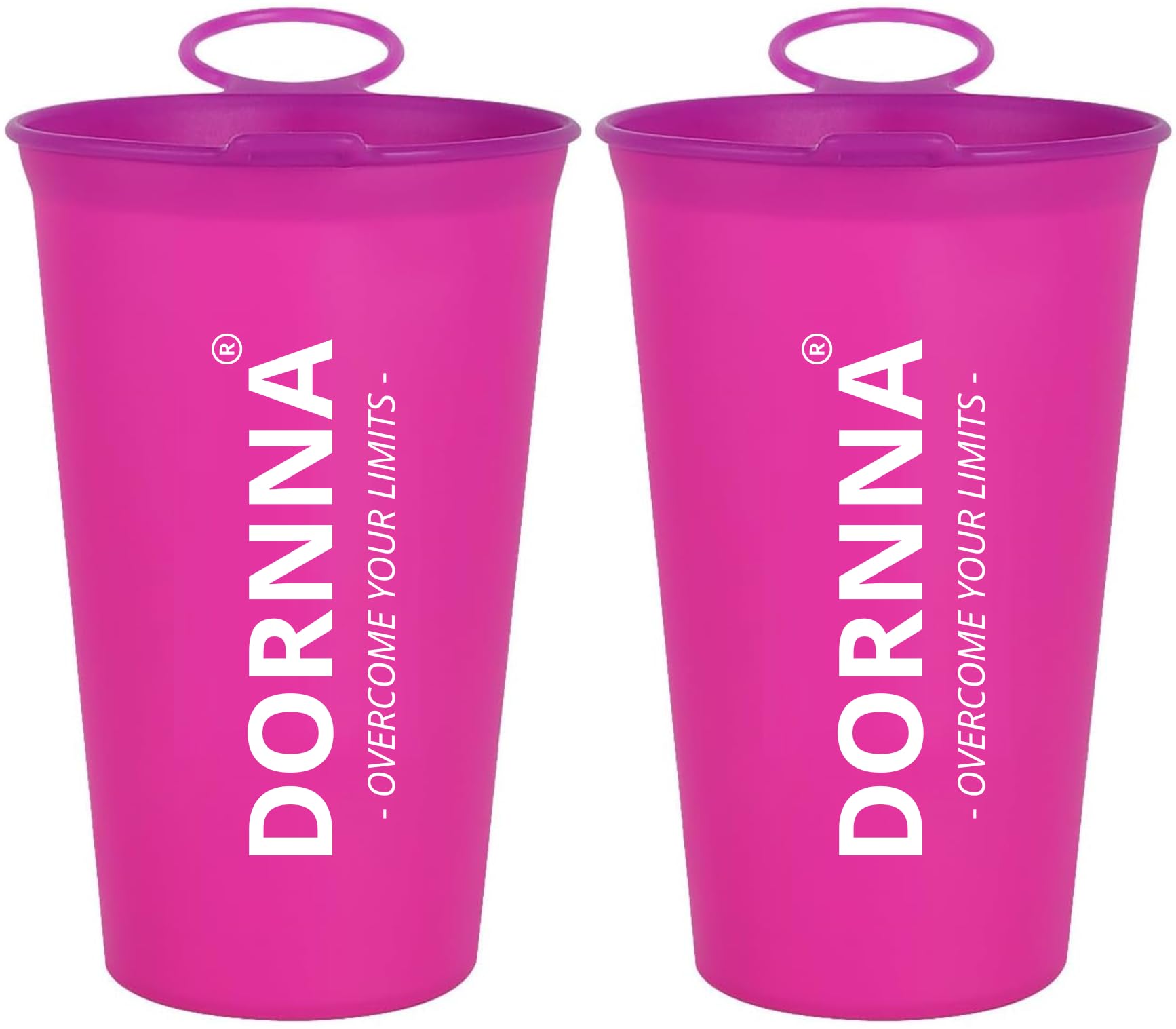 DORNNA - 2 x 1 Folding Cup 200 ml for Trail Running and Hiking, BPA FREE Hydration Cup, Reusable Water Bottle Very Resistant (Pink Soft Cup)