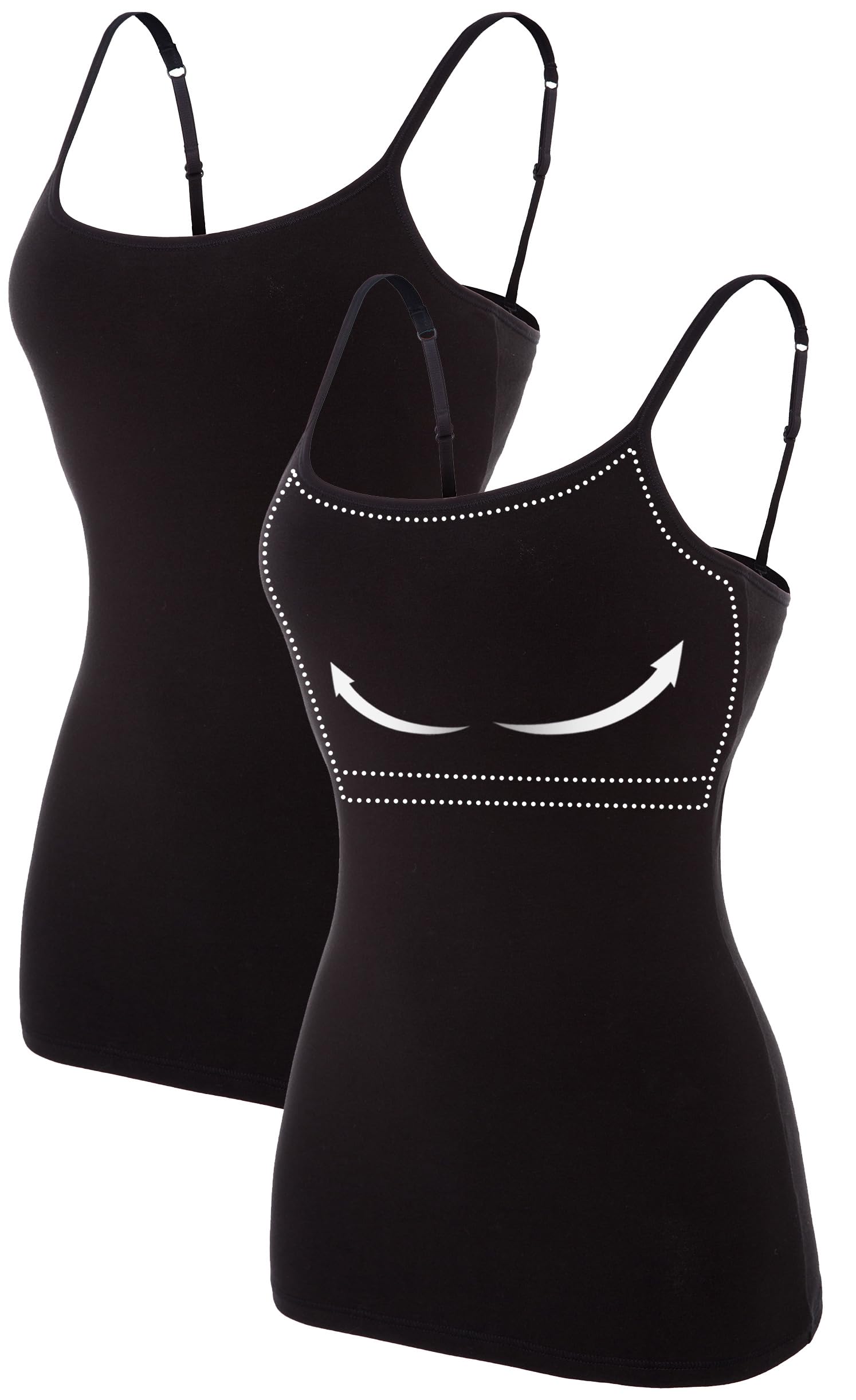 Photo 1 of *MINOR DAMAGE - USED*
ATTRACO Ladies Plain Tank Tops Bra Soft Camis Shirt for Womens Packs Black L