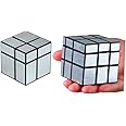 CuberSpeed Bundle 2x2 Mirror Black Body with Silver and Mofangge 3x3 Mirror Blocks Silver Magic Cube Puzzle