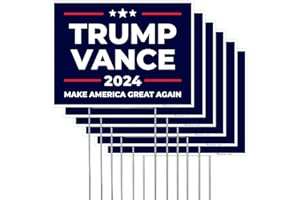 Armo Trump Vance 2024 Make America Great Again Yard Sign, Donald Trump JD Vance 18x24 (6 Pack) Inhes Corrugated Plastic Double Sided with Metal H Stake Waterproof, Outdoor Lawn Signage, Made in USA