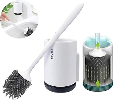 MEKEET Silicone Toilet Brush and Holder Wall Mounted Set