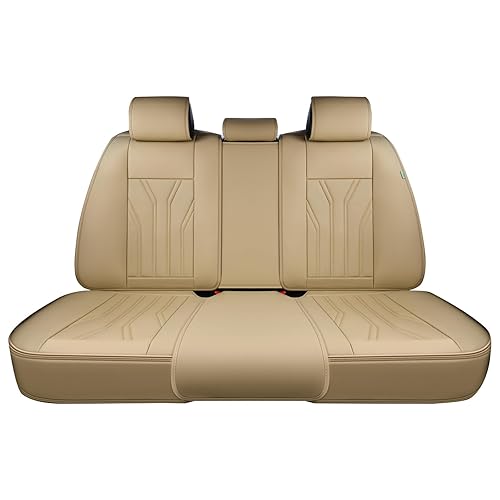FLORICH Rear Seat Covers Leather Car Seat Covers Waterproof Back Seat Cover Automotive Seat Covers Universal Seat Cushion Protector for Most Cars Trucks SUV-Beige