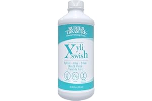 BURIED TREASURE Xyli Swish - All Natural Formulated Nano Silver, Xylitol & Aloe Mouthwash - Alcohol and Fluoride Free - Oral Rinse to Fight Bad Breath & Dry Mouth - Peppermint Flavor - 16oz.