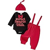 MBZJSDKHLK Newborn Baby Boys Valentine's Day Outfits My 1st Valentine's Day Romper Bodysuit Heart Letter Trousers Hat Set