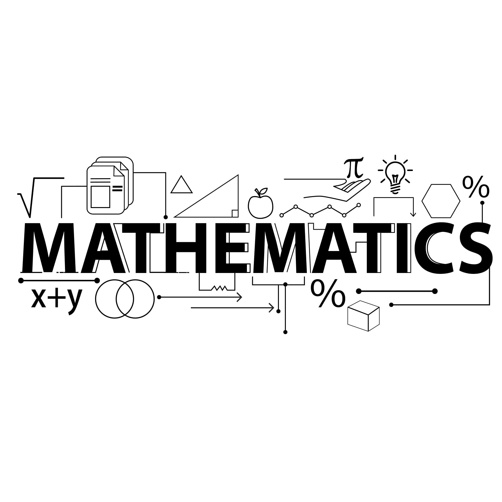 SUPERDANT Mathematics Wall Stickers Formula Geometric Figures Wall Decals Classroom Decals Stickers for Walls Black Peel and Stick Art Back to School Decor