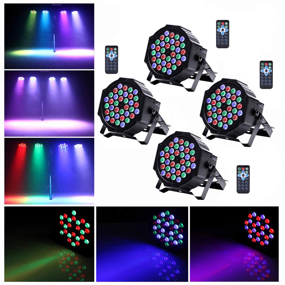 U`King Stage Lights 36 LED Par Lights Indoor for Party Wedding With Remote and DMX Control Sound Activated RGB Party Lights (4 Pack)