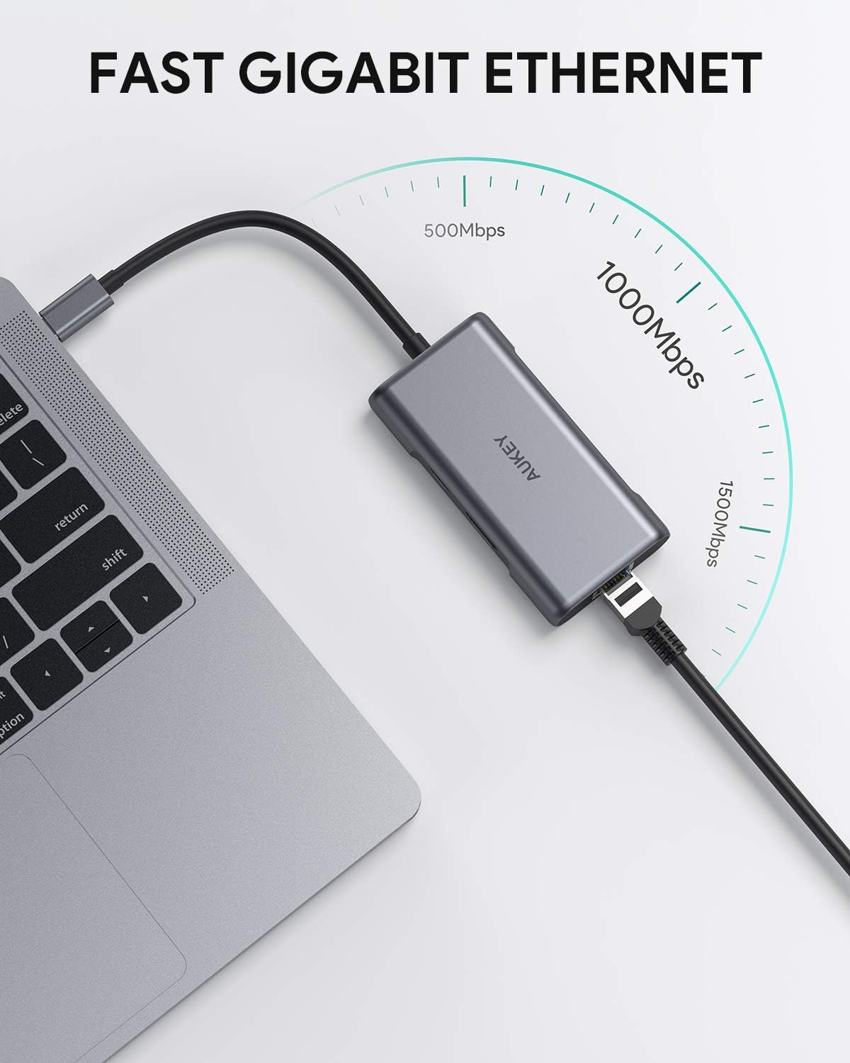 AUKEY USB C Hub Adapter, 5 in 1 Type C Hub with Ethernet Port 1000Mbps, 4K USB C to HDMI, 2 USB 3.0 Ports, 100W USB C PD Charging Thunderbolt 3, for MacBook Pro Air, Chromebook Pixel Laptop Phone: Computers & Accessories