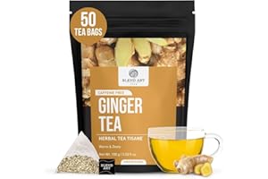 Blendart - Ginger Tea Bags, 50 Teabags, 2g/bag - Premium Ginger Root Tea Bag - Warm & Spicy - Non-GMO - Caffeine-free - Support Digestion & Boost Immunity