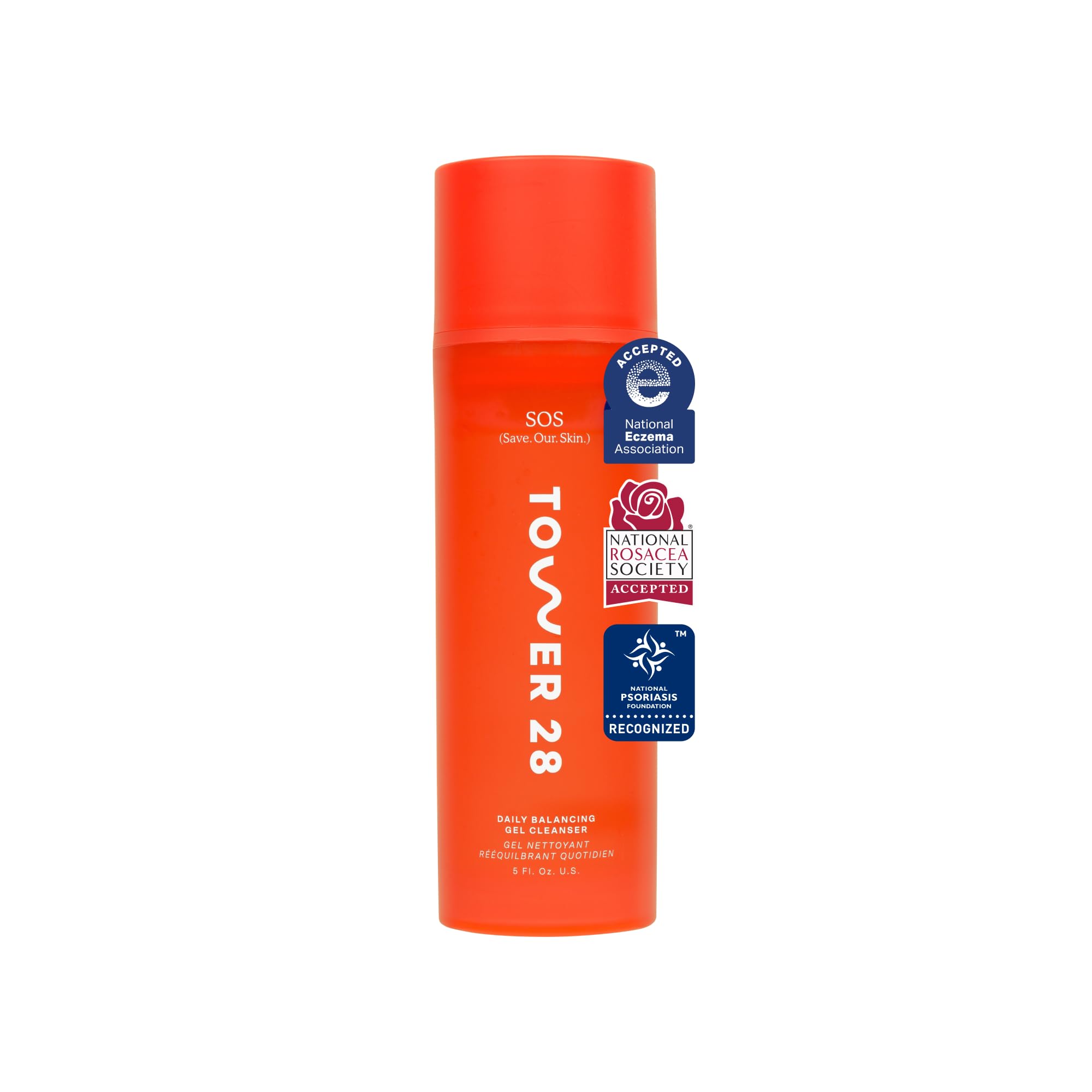 Photo 1 of Tower 28 SOS Gel Cleanser + Makeup Remover for Sensitive Skin, Gentle Hydrating pH-Balanced Face Wash Removes Makeup and SPF Without Drying - 150ML