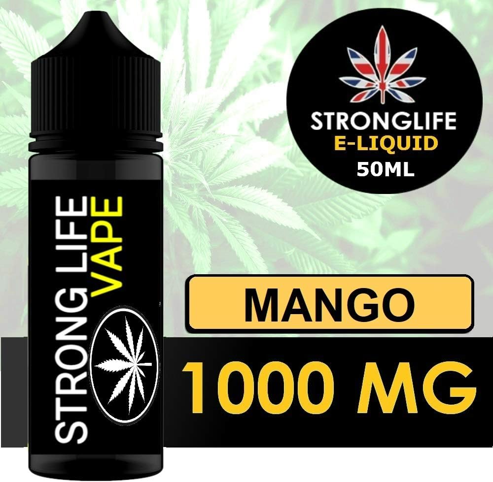 StrongLife E-Liquid Vape eliquid - 1000mg 10% - Anxiety, Stress & Pain Relief eliquids - Unflavored Fruit Cherry Mix Fruit Menthol Juice - 50ml (Fruit Mango)