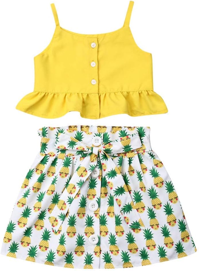 Toddler Baby Girl Floral Outfit Off Shoulder Crop Tops Tanks & Shorts Skirt Set Newborn Infant Summer Clothes