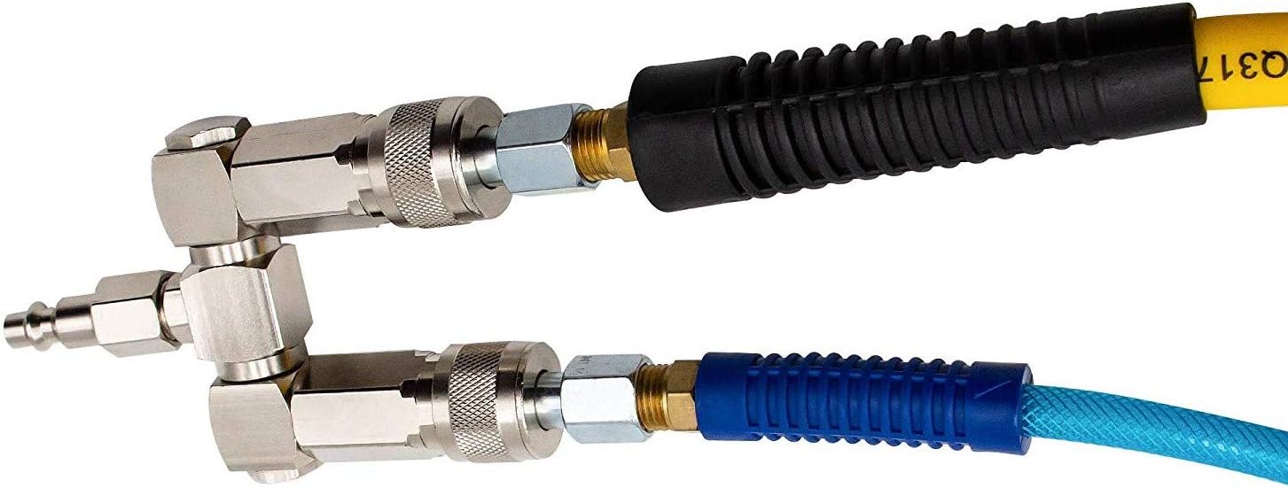 FIXSMITH Air Hose Connector- 2 Way Air Hose Splitter, 1/4 In NPT, Air Compressor Accessories Fittings, Swivel 360 Degrees Connectors. - - 