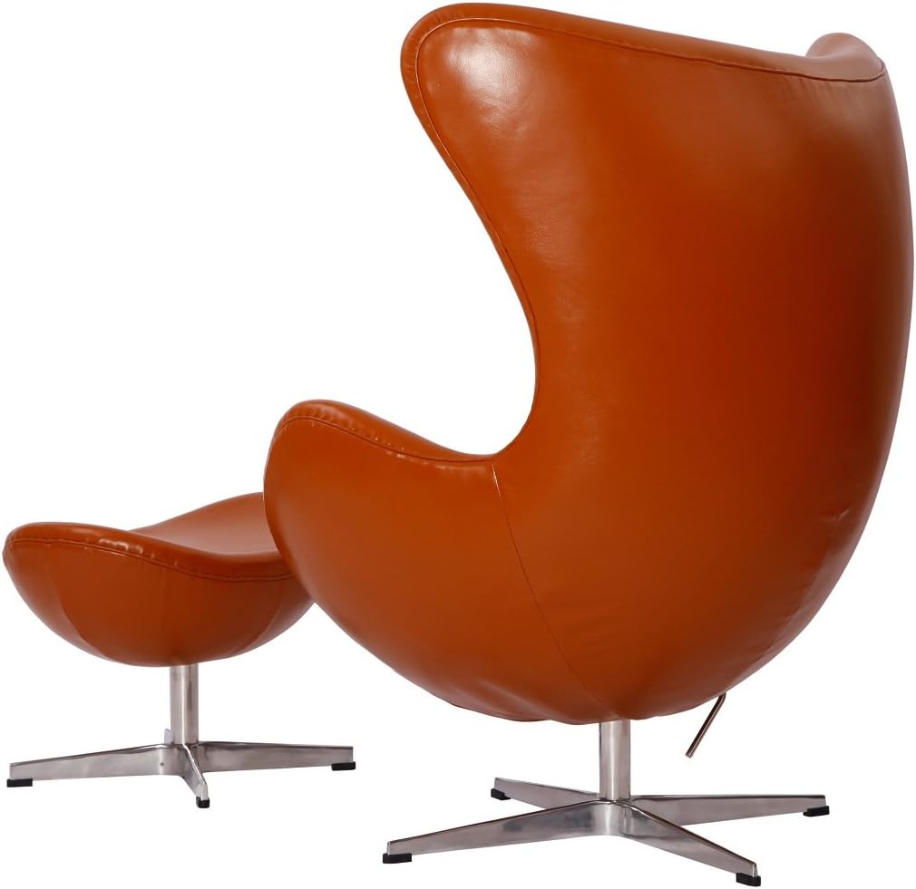 Amazon Com Mlf Arne Jacobsen Egg Chair Ottoman In Top Light Brown Aniline Leather Famous Modern Design Furniture Decor