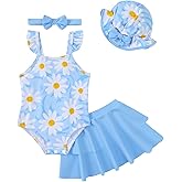 Renotemy Baby Girl Swimsuit Toddler One-Piece Bathing Suit with Skirt^ Bikini Beach Pool Swimwear for Infant Girls 3M-3Y