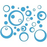 Ice Blue Wall Vinyl Sticker Decal Circles, Bubbles, Dots 25+ Pc