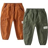 Feidoog Toddler Baby Boys 2/3 Pack Sweatpants Solid Cotton Elastic Waist Trousers Active Jogger Pants