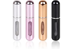 KAYZON Travel Mini Perfume Refillable Atomizer Container, Portable Perfume Spray Bottle, Travel Perfume Scent Pump Case Fragrance Empty Spray Bottle for Traveling and Outgoing (4 Pack, 5ml)