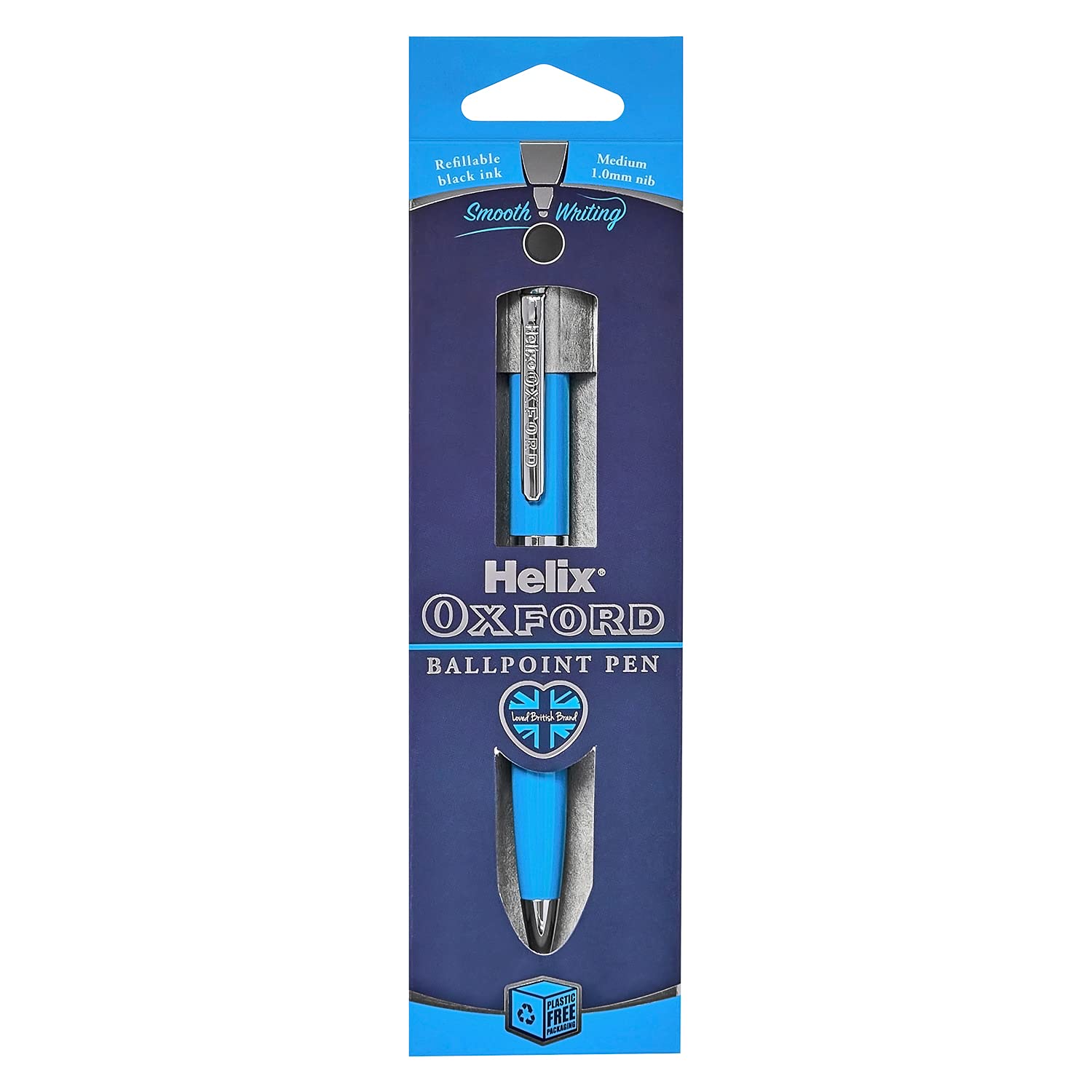 Helix Oxford Premium Ballpoint Pen (Light Blue) with Plastic Free Packaging, 209816