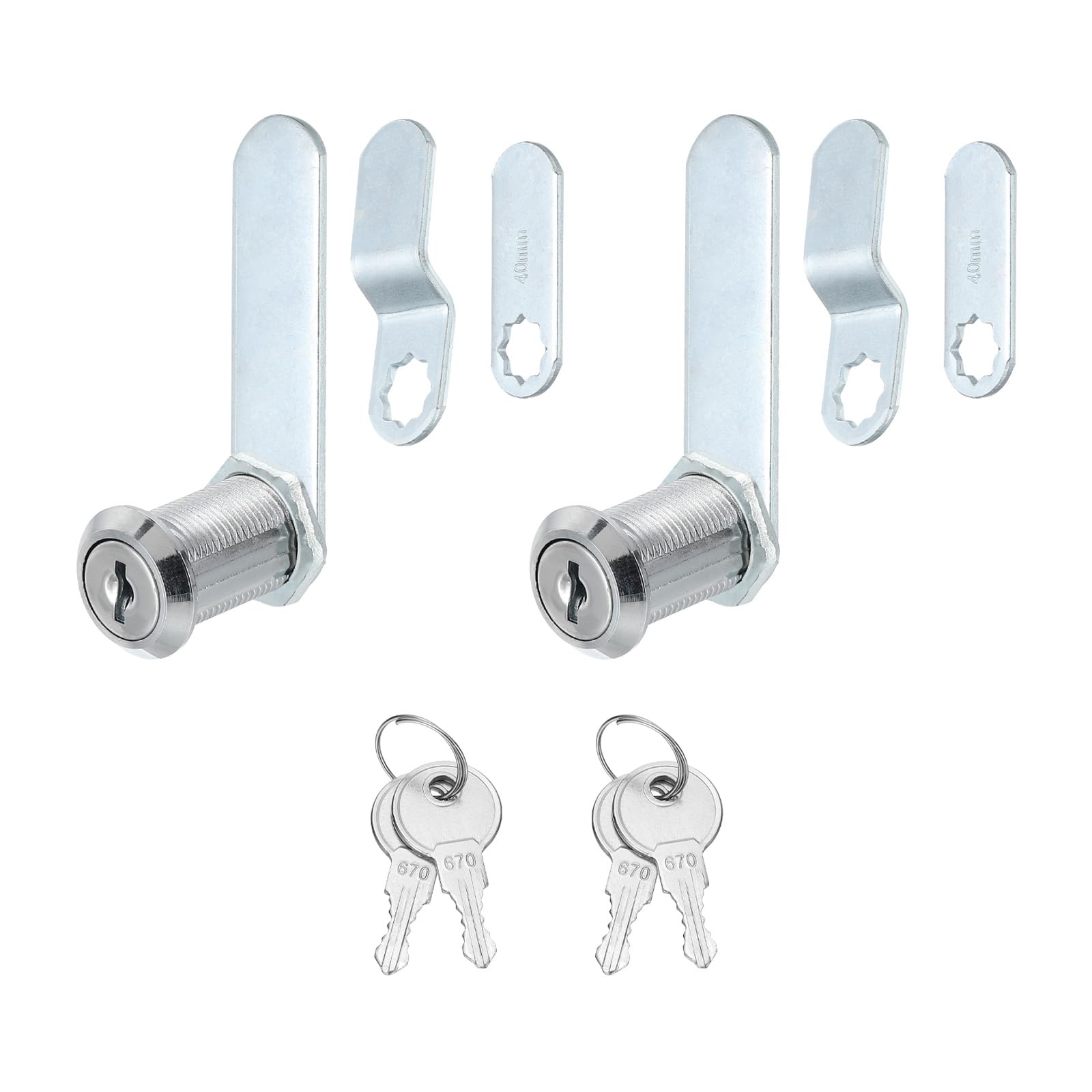 PATIKIL 1-3/8 Inch Cabinet Locks with Keys, 2 Pack Zinc Alloy Cam Lock Cylinder RV Lock Set Key Different for Cabinet RV Drawer Storage Door Tool Box, Silver