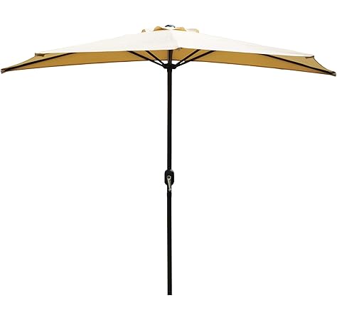 Amazon Com Kozyard 9 Ft Half Round Outdoor Patio Market Umbrella With 5 Ribs For Balcony Deck Garden Or Terrace Shade Beige Clothing