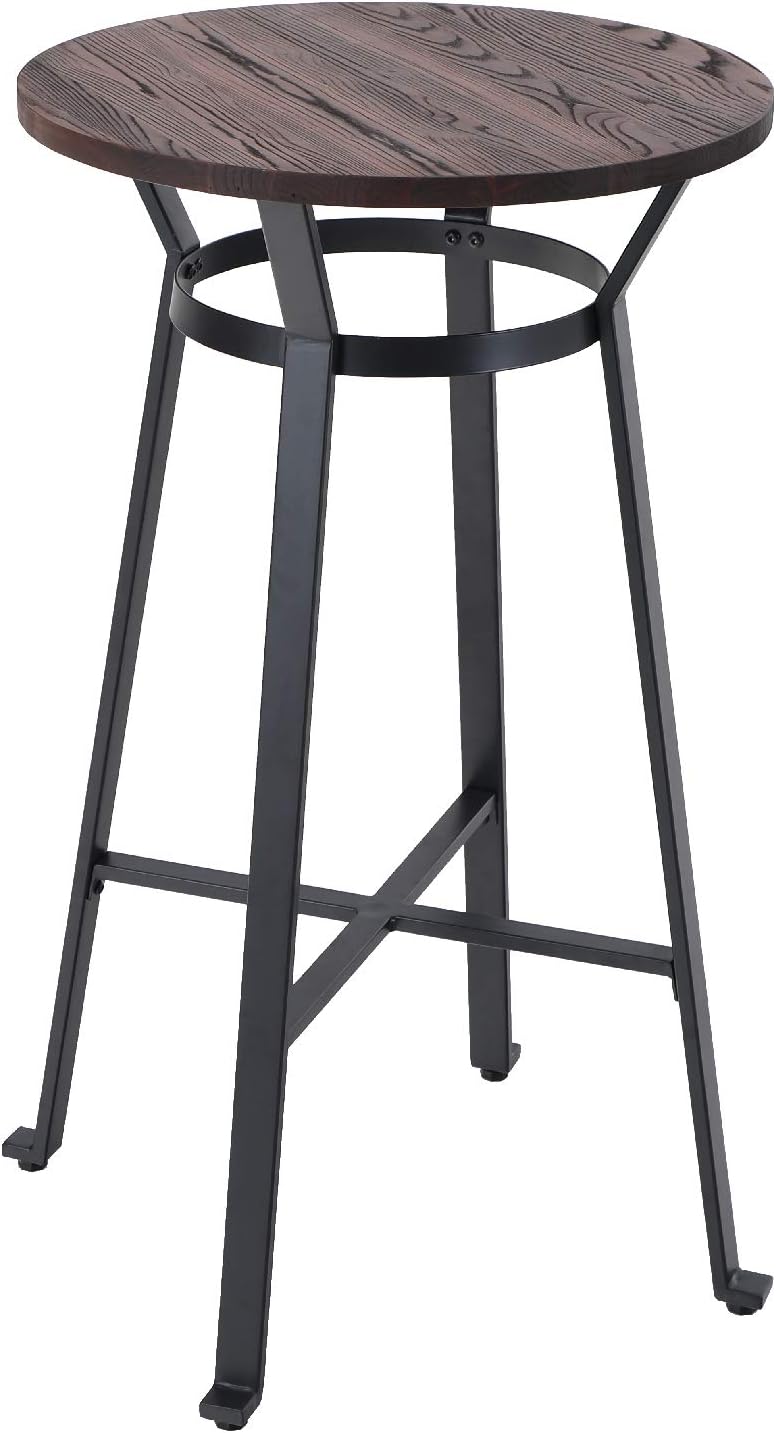 ALPHA HOME Bar Table Square Wood Top Sturdy Metal Frame Pub Bar Height Table for Bistro,Black
