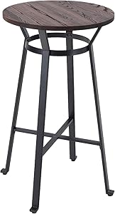 ALPHA HOME Bar Table Square Wood Top Sturdy Metal Frame Pub Bar Height Table for Bistro,Black