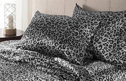 Amazon Com 4 Piece Snow Leopard Theme Sheets Queen Set For