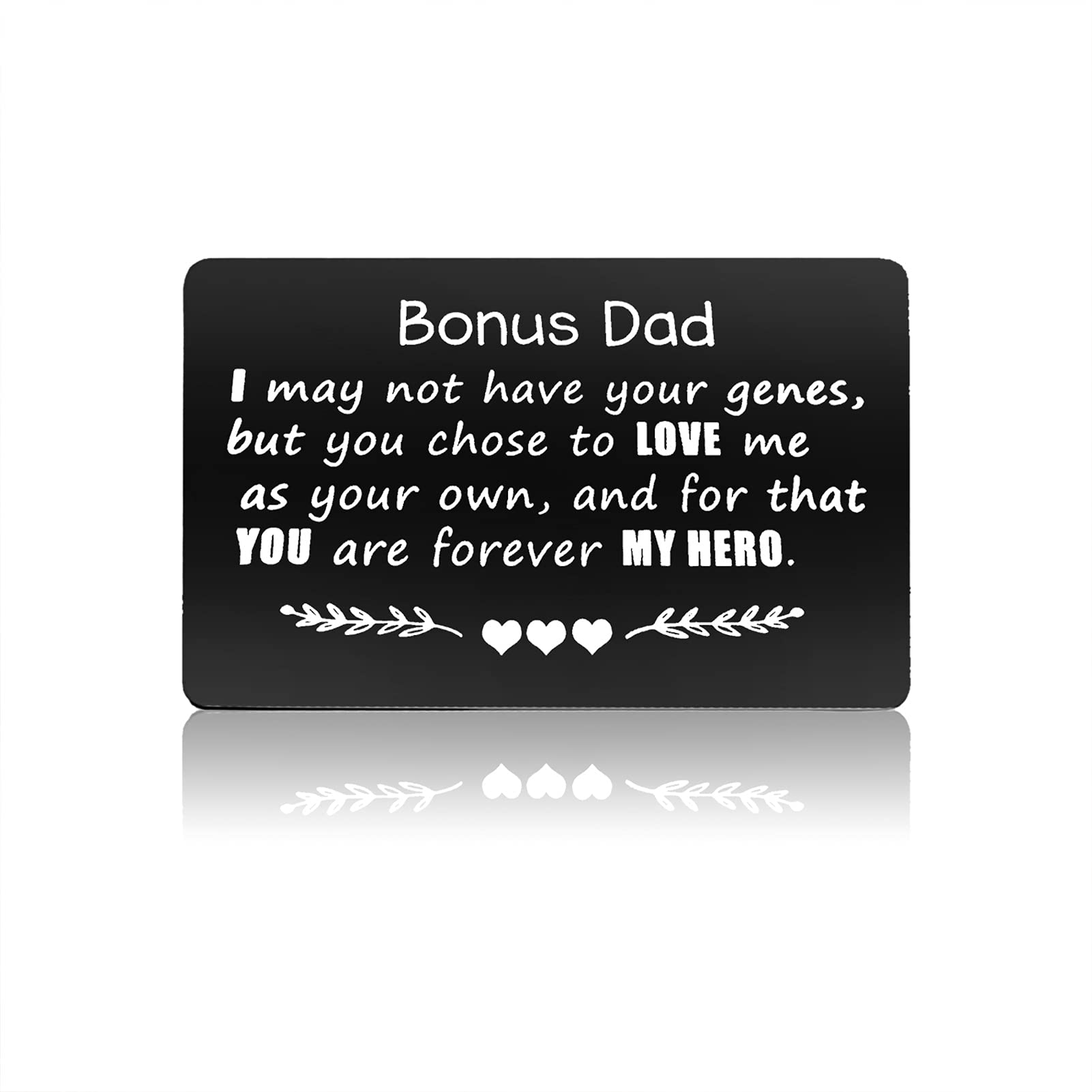 Step Dad Gifts Fathers Day Gift Engraved Wallet Insert Card for Stepdad Bonus Dad Gift Christmas Birthday Gifts Stepdad Gifts from Daughter Son