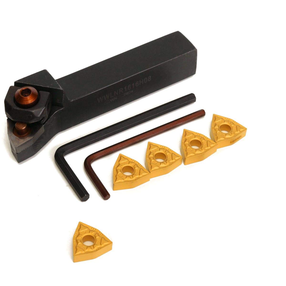 KATSU Indexable Inserts Lathe Turning Tool Holder 16X100mm with 5 Inserts WWLNR1616H08 & WNMG0804 Inserts 111101