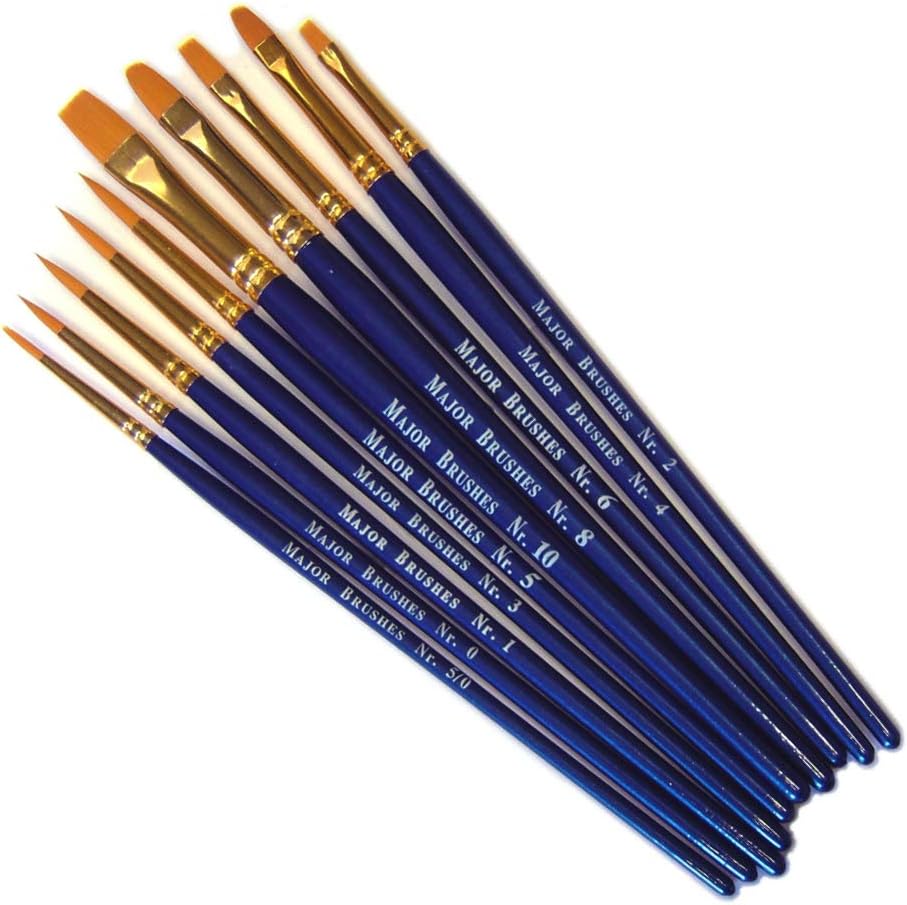 Major Brushes Artist Watercolour Paint 36 Blocks Red Metal Tin plus 10 Synthetic Sable Orange Brush Set - Round, Flat, Filbert - Image 4