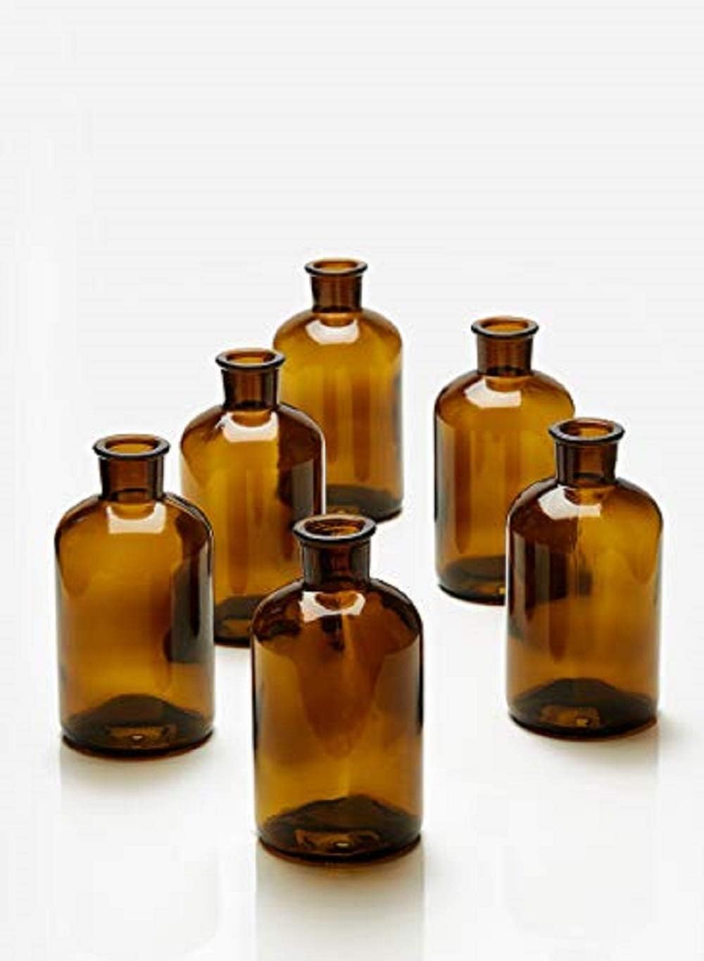 Serene Spaces Living Set of 6 Dark Amber Medicine Bottle