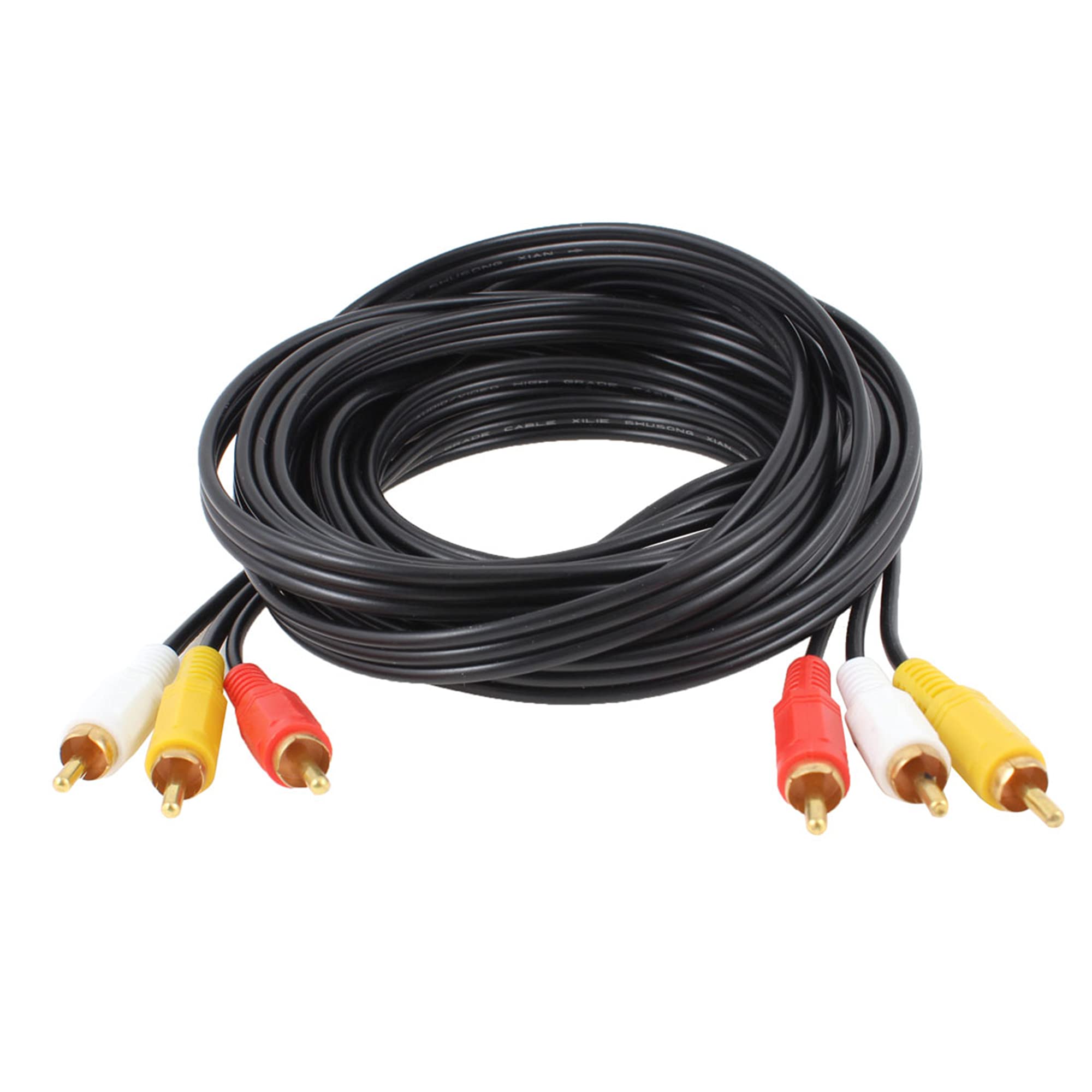sourcing map Triple RCA Phono Male to Male Audio Video AV TV Cable Black 4.5M