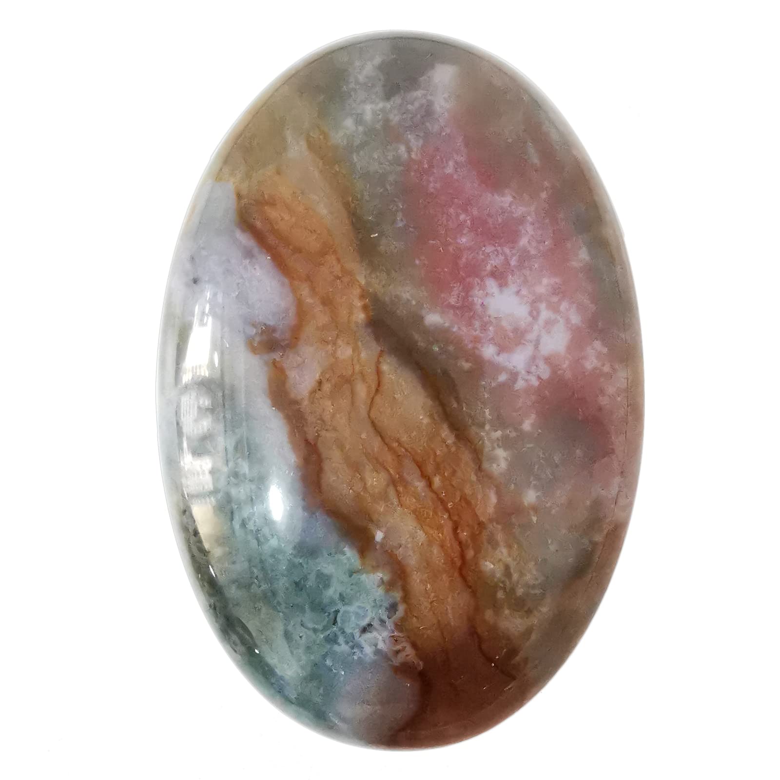 Lovionus89 India Agate Worry Stones, Natural Oval Palm Pocket Healing Crystal Massage Spa Energy Stone — image 1