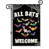 JMYROG All Bats Welcome Garden Flag - Double Sided Yard Outdoor Farmhouse Lawn Porch Decor, Halloween Bats Decor, Inclusive Equality Diversity Flag, LGBTQ Pride